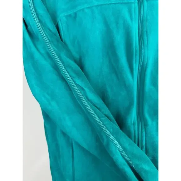 Juicy Couture Y2K Terry Velour Track Jacket Pants Teal Rhinestone J Jogger Set L - Picture 4 of 16
